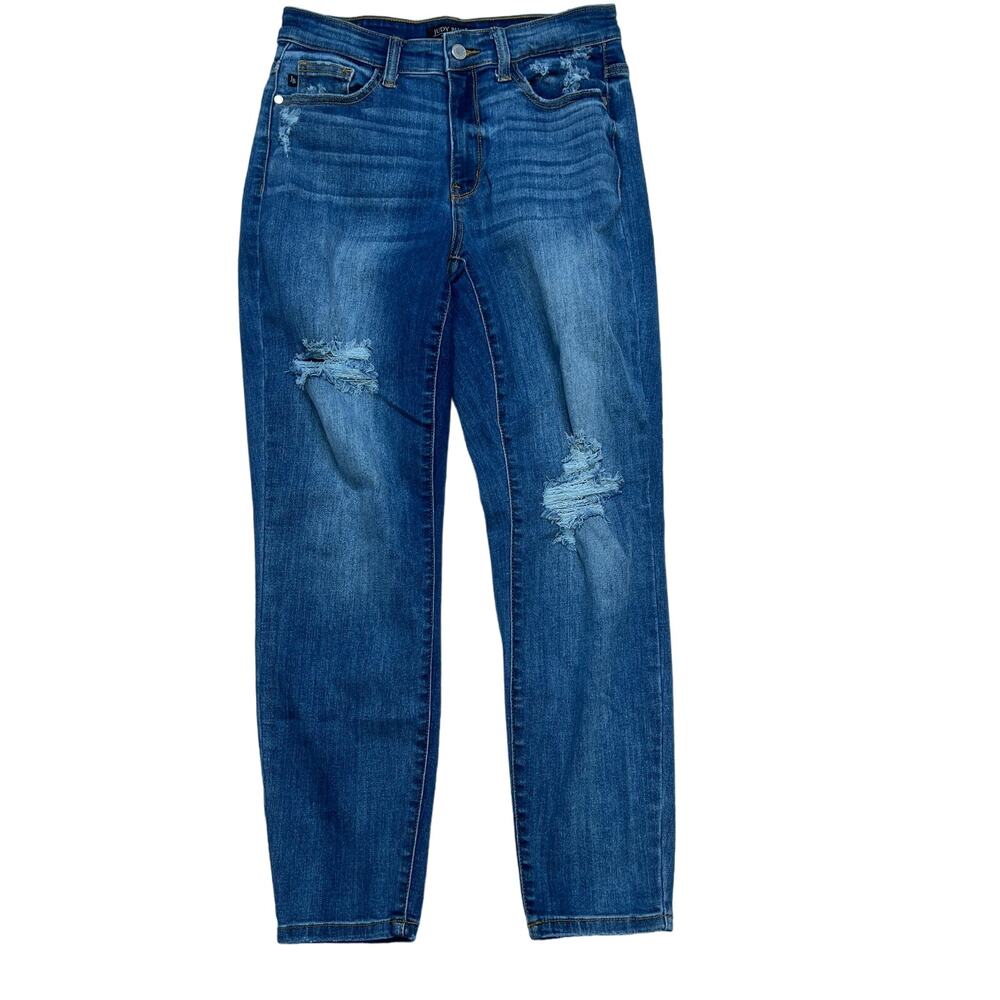Judy Blue Women Slim Fit Distressed Crop Jeans (Style 82172) Size 5/27 Stretch